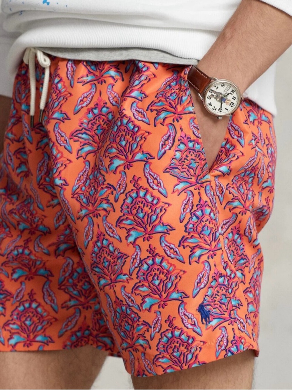 Ralph Lauren Orange Floral-Print Men’s Shorts